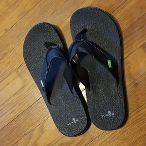 Black Sanuk Sandals/Flip Flops, Size 13